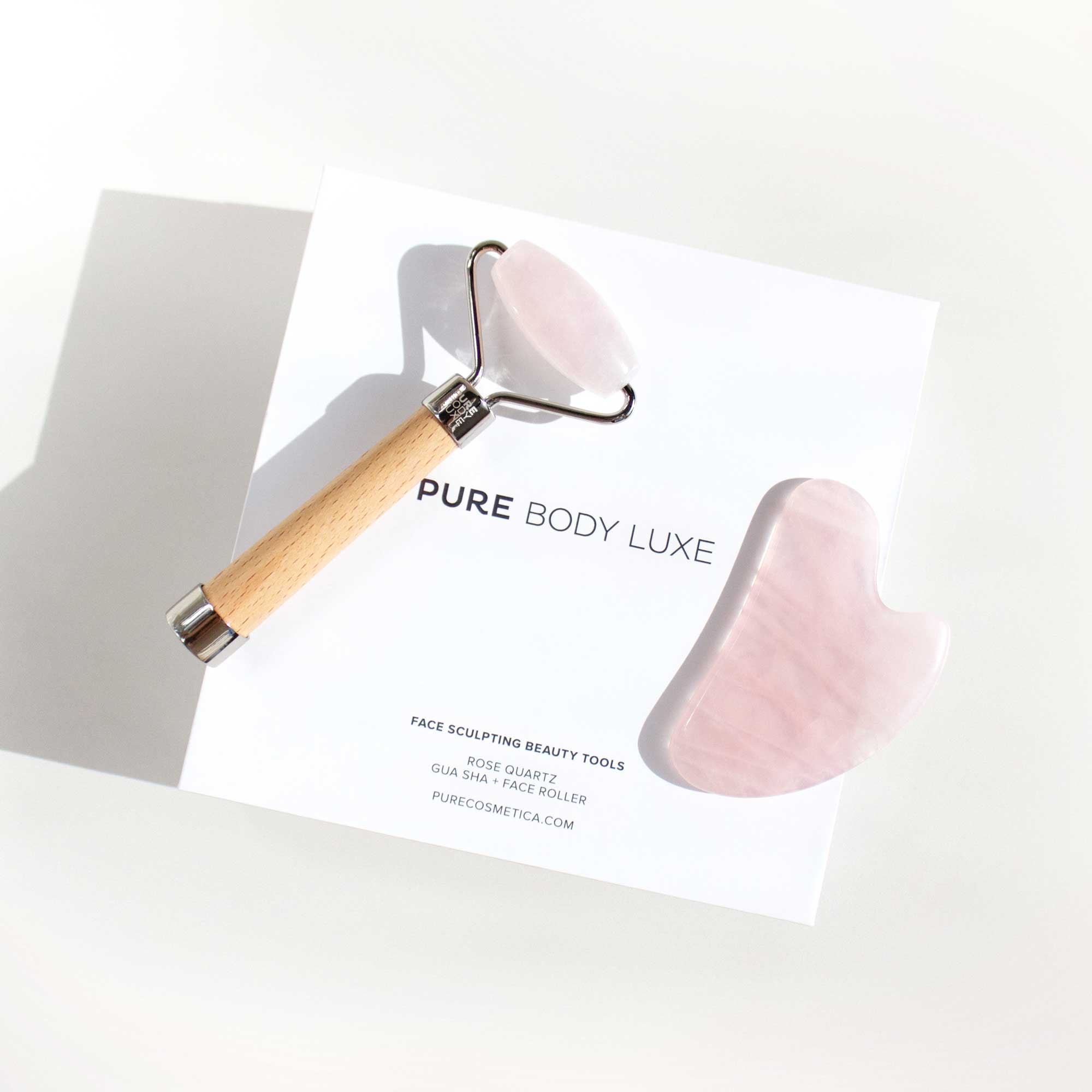 Pure Body Luxe Face Sculpting Tools Quartz Gua Sha + Roller